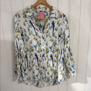 Isaac Mizrahi Blue and Yellow Floral Button-Down Shirt